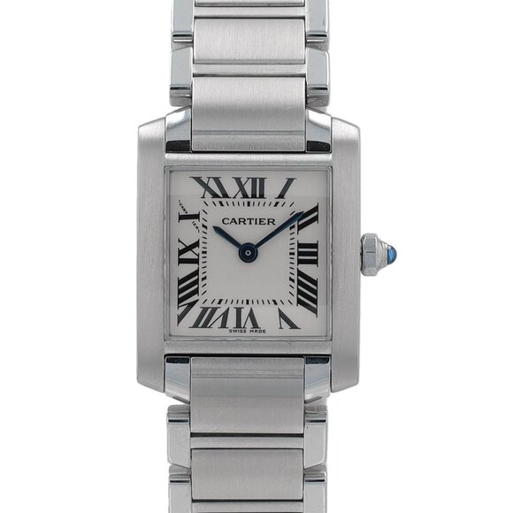 Cartier Tank Francaise 2384  Cream Roman Numeral Dial Fixed Bezel Cartier Band - Picture 1 of 9